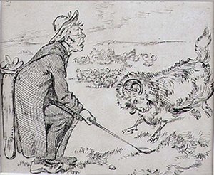 हैरान गोल्फर, 'ग्राफिक' पत्रिका, पब से चित्रण। सी। 1870 (लिथो) द्वारा हेनरी सैंडरिकॉक