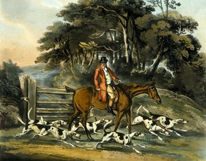 थॉमस सदरलैंड (1785-1838) 1817 (कलर लिथो) द्वारा उकेरी गई 'फॉक्स हंटिंग' से गोइंग आउट द्वारा हेनरी थॉमस (बाद में) अल्केन