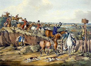 गॉन अवे, 'फॉक्सहंटिंग' से, थॉमस सदरलैंड द्वारा उकेरा गया (1785-1838) (कलर लिथो)