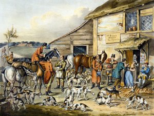 द रिफ्रेशमेंट, 'फॉक्सहंटिंग' से, थॉमस सदरलैंड द्वारा उकेरा गया (1785-1838) (कलर लिथो)