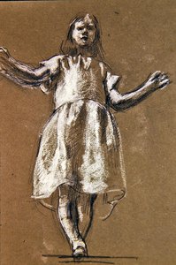 रोसमंड की आकृति के लिए एक अध्ययन, c.1900 (कागज पर चाक) (367145 का रेक्टो) द्वारा हेनरी टोंक्स