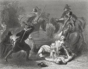 थॉमस राइट द्वारा &39;द हिस्ट्री ऑफ आयरलैंड&39; से 1803 में आयरलैंड के डबलिन में रॉबर्ट एम्मेट के विद्रोहियों द्वारा लॉर्ड किलवर्डन की हत्या, c.1854 प्रकाशित