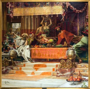 L'epee de Damocles - The Sword of Damocles par Gandy, Herbert (1857-1934)। कैनवास पर तेल, आकार: 167x167, निजी संग्रह