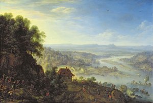 Rheingau में आयलैंड के निकट राइन घाटी (ओक पैनल पर तेल)