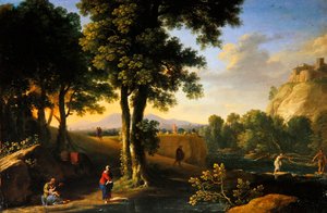 एक लैंडस्केप में पवित्र परिवार, c.1640 (कैनवास पर तेल) द्वारा हरमन वैन स्वानेवेल्ट