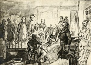 अब्राहम लिंकन अपने डेथ बेड पर, c.1865 द्वारा हरमन फेबर
