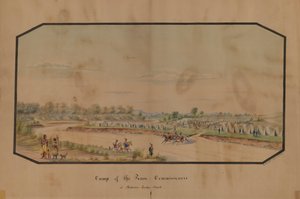 मेडिसिन लॉज क्रीक, 1867 में शांति आयुक्तों का शिविर।