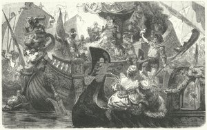 कैथरीन कॉर्नारो की स्थापना वेनिस से साइप्रस की रानी बनने के लिए हुई, 1472 द्वारा हरमन वोगेल