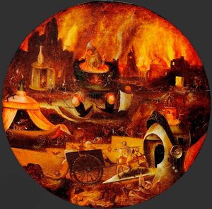 ""L'enfer"" (द हेल) हेनरी ब्लेस (हेरी मेट डी ब्लेस) द्वारा पेंटिंग (1510-1550), लगभग 1545 - लकड़ी पर तेल - स्टैट्लिच मुसीन, बर्लिन