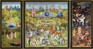 द गार्डन ऑफ़ अर्थली डिलाइट्स, 1500s। द्वारा हिरेमस बॉश