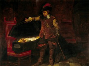 चार्ल्स I स्टुअर्ट (1649) के ताबूत के सामने क्रॉमवेल। ओलिवर क्रॉमवेल (1599-1658) ने इंग्लैंड के राजा पर मुकदमा चलाया, जिसे 9 फरवरी को सजा सुनाई गई और सजा सुनाई गई