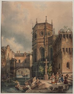 नहर पर दृश्य द्वारा Hippolyte Jean Baptiste Garnerey