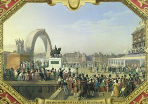 25 अगस्त 1818 को पोंट नेफ पर हेनरी IV (1553-1610) की प्रतिमा की फिर से स्थापना द्वारा Hippolyte Lecomte