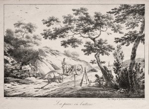 कैनन रेडी टू फायर, 1817। द्वारा Hippolyte Lecomte