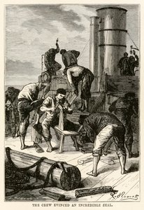 क्रू ने एक अविश्वसनीय उत्साह का विकास किया, अस्सी डेज इन द जूलस वर्ने (1828-1905) द्वारा लुई ड्यूमॉन्ट (b.1822), 1873 द्वारा उत्कीर्ण दुनिया भर से द्वारा बेनेट के बाद हिप्पोलाइट लियोन