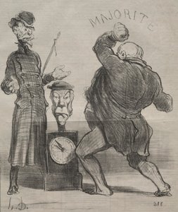 वास्तविकताओं की प्लेट 183: लोगों की ताकत की कोशिश करते हुए, 1851। द्वारा होनोरे ड्यूमियर