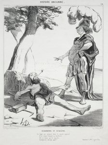 प्राचीन इतिहास, प्लेट 20: अलेक्जेंडर और डायोजनीज, 14 अगस्त 1842। द्वारा होनोरे ड्यूमियर