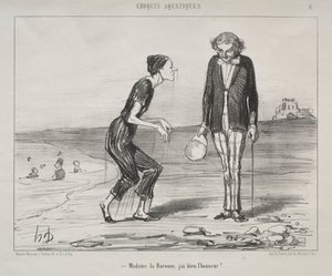 जलीय रेखाचित्र, प्लेट 8: मैडम ला बारोन, यह मेरा सम्मान है ..., 1853। द्वारा होनोरे ड्यूमियर