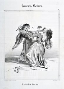 हॉनर ड्यूमियर द्वारा कलाकृति (1808-1879)। 1840 से चारिवारी की तारीखें: सीरी नीतिवचन और मैक्सिम्स "ए बोन कैट बॉन रैट" "मुसी डेस ब्यूक्स आर्ट्स - पालिस लॉन्गचैम्प, मार्सिले द्वारा होनोरे ड्यूमियर