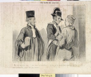 हॉनर ड्यूमियर द्वारा कलाकृति (1808-1879)। 1845 से चारिवारी की तारीखें: सेरी लेस पेन्स डे जस्टिस। "" - मेरे प्रिय आप क्या चाहते हैं ... हमें दुर्भाग्य था ... मैं इस बार आपकी बेगुनाही साबित नहीं कर सका ... लेकिन आपकी अगली उड़ान मैं खुश होने की आशा  द्वारा होनोरे ड्यूमियर