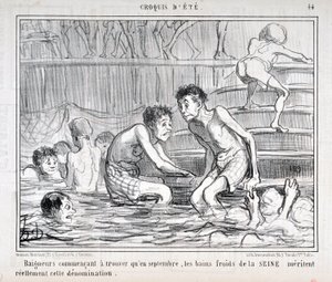 होनोर ड्यूमियर (1808-1879) द्वारा कलाकृति 1858 से चारिवारी की तारीखें: सेरी क्रुक्विस डी'ईटीई "" बैगनर्स ने यह खोजना शुरू कर दिया है कि सितंबर में, सीन के स्नान इस संप्रदाय के योग्य हैं"" मुसी डेस ब्यूक्स कला - पैलेस लॉन्गचैम्प, मार द्वारा होनोरे ड्यूमियर