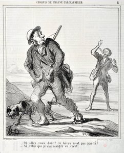 होनोर ड्यूमियर द्वारा कलाकृति (1808-1879) चारिवारी 1864 से दिनांकित है: सीरी स्केच डी चासे "" ओ वा डोनक? खरगोश वहाँ के माध्यम से नहीं है! - अगर मैं सिवेट में खाने जा रहा हूं"" मुसी डेस ब्यूक्स आर्ट्स - पालिस लॉन्गचैम्प, मार्सिले द्वारा होनोरे ड्यूमियर