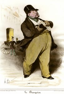 1835 में "द चारिवारी" से ऑनर ड्यूमियर (1808-1879) द्वारा बैंकर ड्राइंग का कार्टून। निजी संग्रह द्वारा होनोरे ड्यूमियर