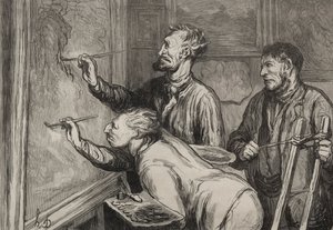 द पेंटर्स: द लास्ट स्ट्रोक ऑफ़ द ब्रश, 1868 का प्रदर्शनी। द्वारा होनोरे ड्यूमियर