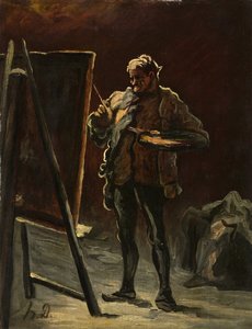 एक कलाकार, c.1870-75 (कैनवास पर तेल, पैनल पर चढ़कर) द्वारा होनोरे ड्यूमियर
