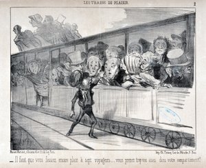 हॉनर ड्यूमियर द्वारा कलाकृति (1808-1879)। १८५२ से चारिवारी की तारीखें: सेरी लेस ट्रेन डे प्लेजर - आपको सात यात्रियों के लिए जगह बनानी होगी ... आप अपने डिब्बे में बहुत सहज हैं! ललित कला संग्रहालय - पैलेस लॉन्गचैम्प, मार्सिले द्वारा होनोरे ड्यूमियर