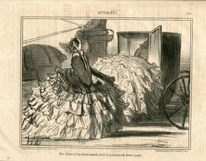 ले चरिवारी, बी एंड बी में व्यंग्य, सीए। 1855_5_11: समाचार n* 190. डेमी-मोंडे की महिलाएं लेकिन स्कर्ट नहीं। - फैशन, परिवहन, क्रिनोलिन - ऑनर ड्यूमियर द्वारा महिला चित्रण (1808-1879) द्वारा होनोरे ड्यूमियर