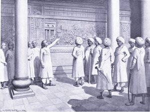 राजराजा चोल ने तंजुरे 995 ई। में अपने कारनामों के आधार-राहत का निरीक्षण किया
