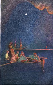 हार्पर एंड ब्रोस, 1921 द्वारा प्रकाशित हॉवर्ड पाइन्स बुक ऑफ़ पाइरेट्स से जहाज को जलाना द्वारा हावर्ड पाइल
