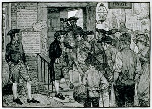 Mob ने हार्पर की पत्रिका, 1882 से एक स्टैम्प ऑफिसर को इस्तीफे के लिए मजबूर करने का प्रयास किया द्वारा हावर्ड पाइल