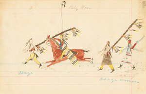 ओसेज, बिग नोज, ओसेज वुमेन, 1874-75 (पेन, इंक और टॉयलेट लेज़र पेपर)