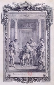 सिन्ना या द क्लेमेंसी ऑफ ऑगस्टस, पियरे कॉर्नेल द्वारा त्रासदी (1606-1684), ग्रेवलॉट द्वारा उत्कीर्णन (1699-1773)
