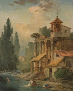 ए कैप्रीस विथ ए हरमिटेज, 1796 द्वारा ह्यूबर्ट रॉबर्ट