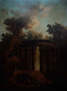 एक गोलाकार स्तंभ में एक फव्वारे का Capriccio द्वारा ह्यूबर्ट रॉबर्ट