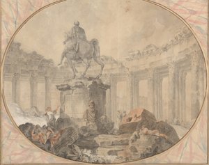 मार्कस ऑरेलियस की अश्वारोही प्रतिमा, 1757। द्वारा ह्यूबर्ट रॉबर्ट