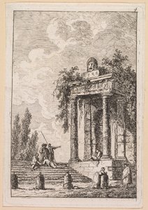 द इवनिंग ऑफ रोम: चार स्तंभों की सीढ़ी, 1763। द्वारा ह्यूबर्ट रॉबर्ट