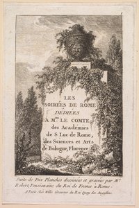 द इवनिंग ऑफ रोम: टाइटल पेज, 1763-1764। द्वारा ह्यूबर्ट रॉबर्ट