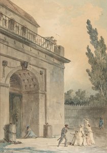 1794-95 में एक जेल छोड़ने वाले आगंतुक। द्वारा ह्यूबर्ट रॉबर्ट
