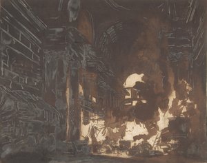 एक बर्बाद गैलरी में धोबी, सीए। 1760. द्वारा ह्यूबर्ट रॉबर्ट