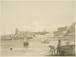 रोपेवल्क और कैनन के मार्श के बीच फ्लोटिंग हार्बर का हिस्सा, सेंट मैरी रेडक्लिफ और न्यू गॉल, 1822 की पीठ दिखा रहा है द्वारा ह्यूग ओनील