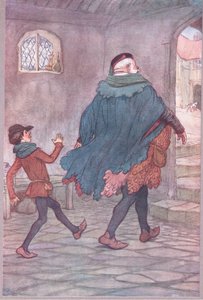 Exeunt Falstaff और Robin, विंडसर की मीरा पत्नियों से चित्रण, 1910 द्वारा ह्यूग थॉमसन