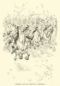 एक ब्रिकबैट द्वारा अपने घोड़े को गिरा दिया (उत्कीर्णन) द्वारा ह्यूग थॉमसन