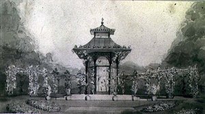 चीनी शैली में एक एवियरी और पेर्गोला के लिए डिज़ाइन द्वारा हम्फ्री रिटन