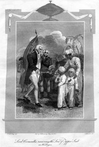 लॉर्ड कार्नवालिस 1738-1805 ने टीपू साहब के बेटों को बंधक के रूप में प्राप्त किया, 1816।