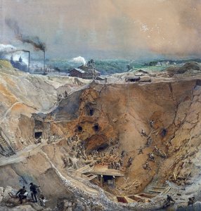 ओपेंकास्ट माइनिंग ऑन ओल्ड माउंटेन, साओन एट लॉयर, c.1854 द्वारा इग्नेस फ्रेंकोइस बोनहोमे