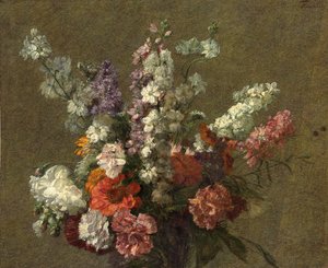 delphiniums; लार्क के पैर, 1899 द्वारा इग्नेस हेनरी जीन फेंटिन लटौर